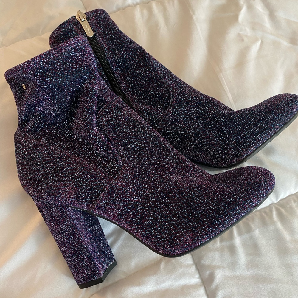 Sam Eldelman Shimmering Purple Heeled Boots - Picture 2 of 6